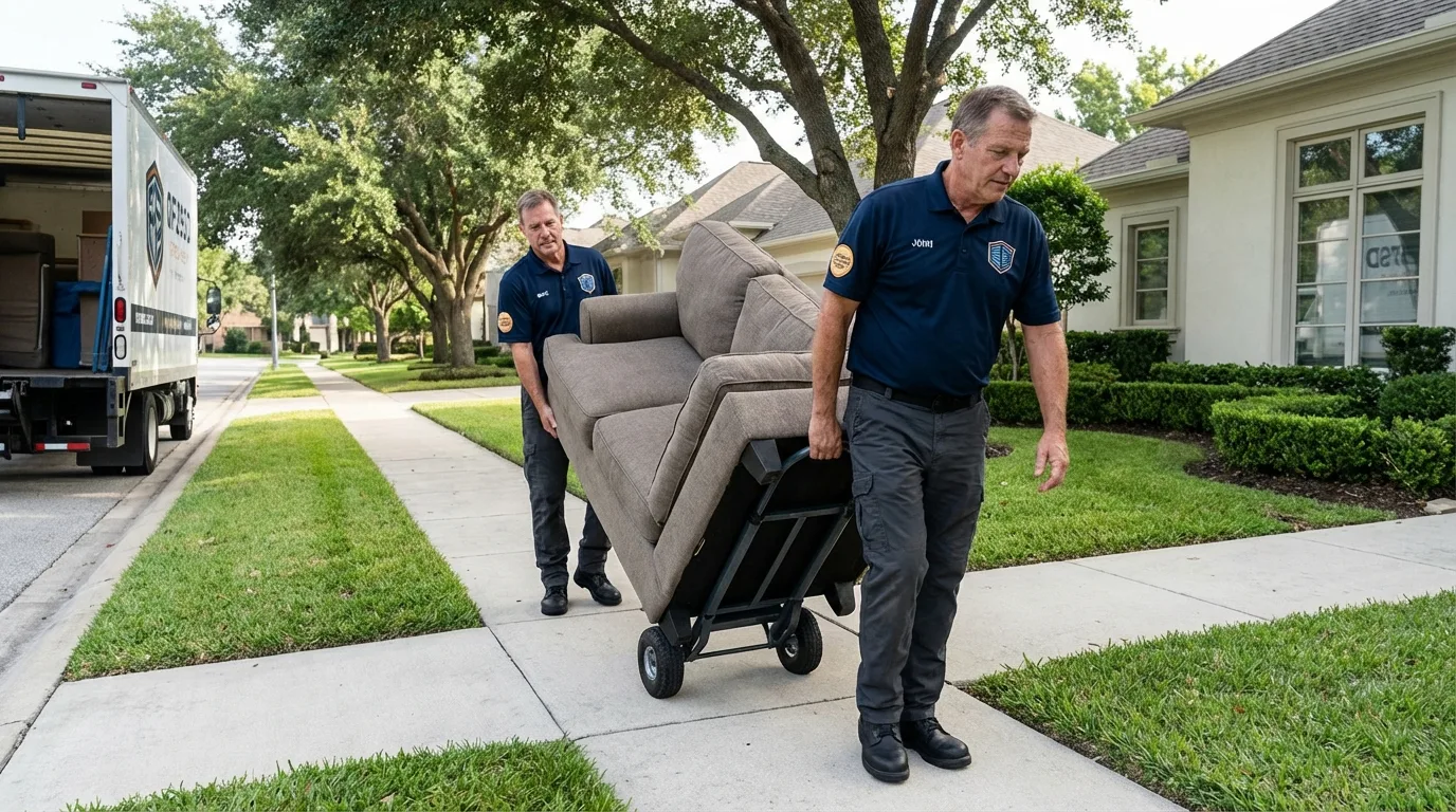 Local residential moving crew loading furniture in Oolitic, IN